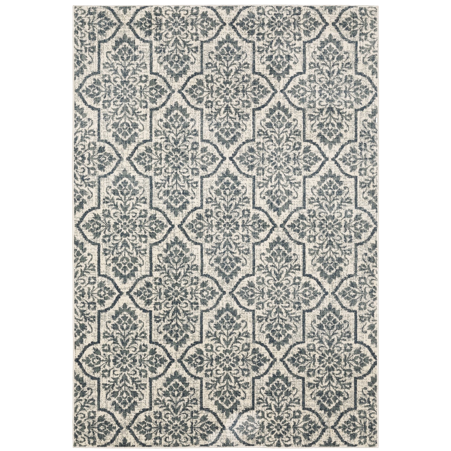 Fiona Ivory Blue Bohemian Floral Indoor Rug