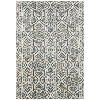 Fiona Ivory Blue Bohemian Floral Indoor Rug