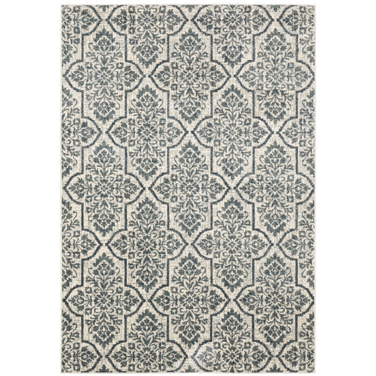 Fiona Ivory Blue Bohemian Floral Indoor Rug