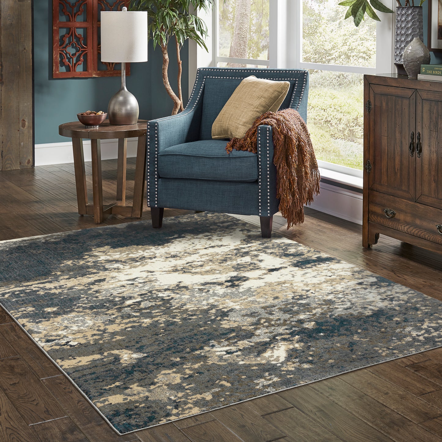 Fiona Blue Beige Modern & Contemporary Abstract Indoor Rug