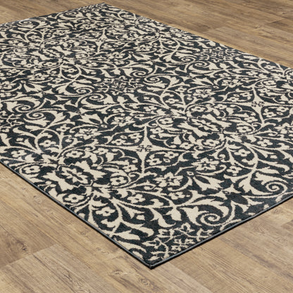 Fiona Blue Ivory Casual Floral Indoor Rug