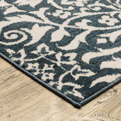 Fiona Blue Ivory Casual Floral Indoor Rug