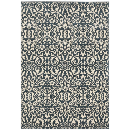 Fiona Blue Ivory Casual Floral Indoor Rug