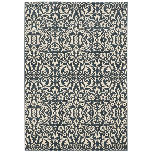 Fiona Blue Ivory Casual Floral Indoor Rug