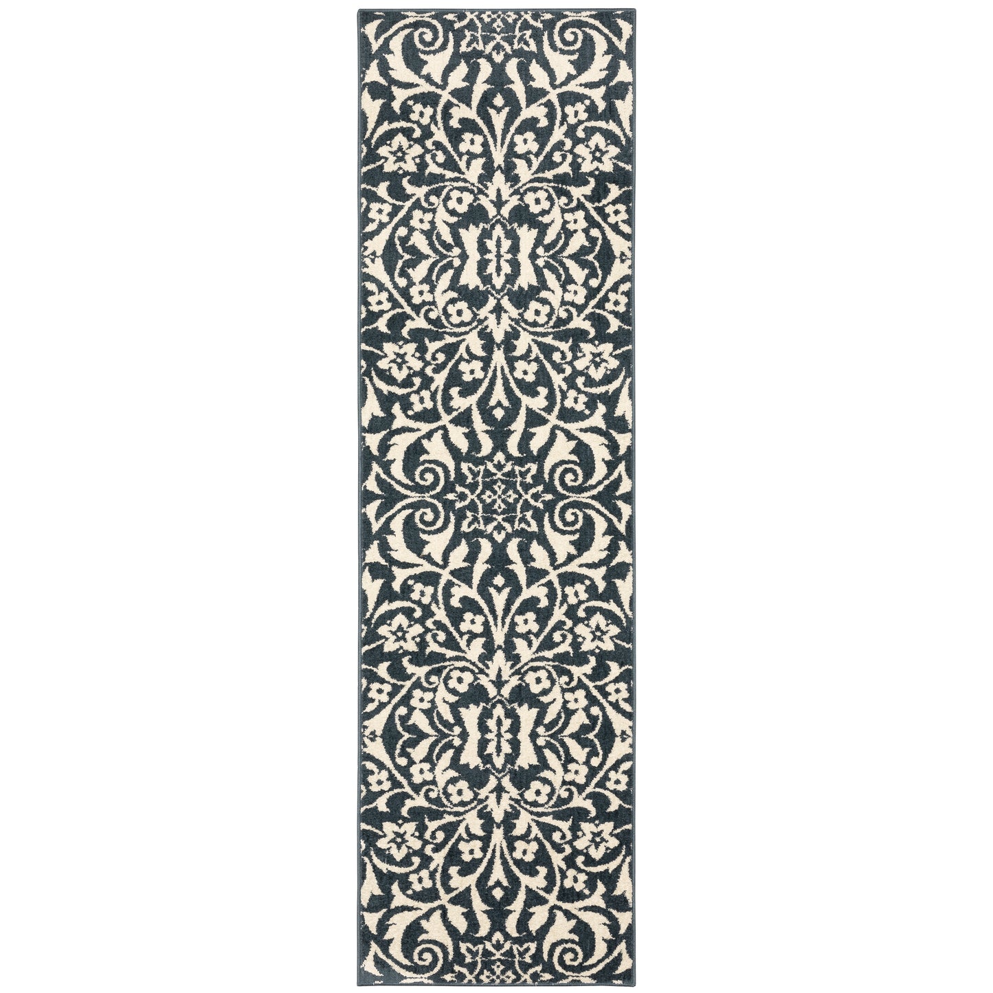 Fiona Blue Ivory Casual Floral Indoor Rug