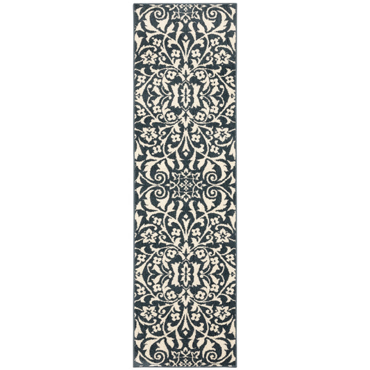 Fiona Blue Ivory Casual Floral Indoor Rug