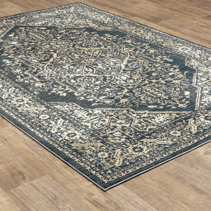 Fiona Blue Beige Traditional Oriental Indoor Rug