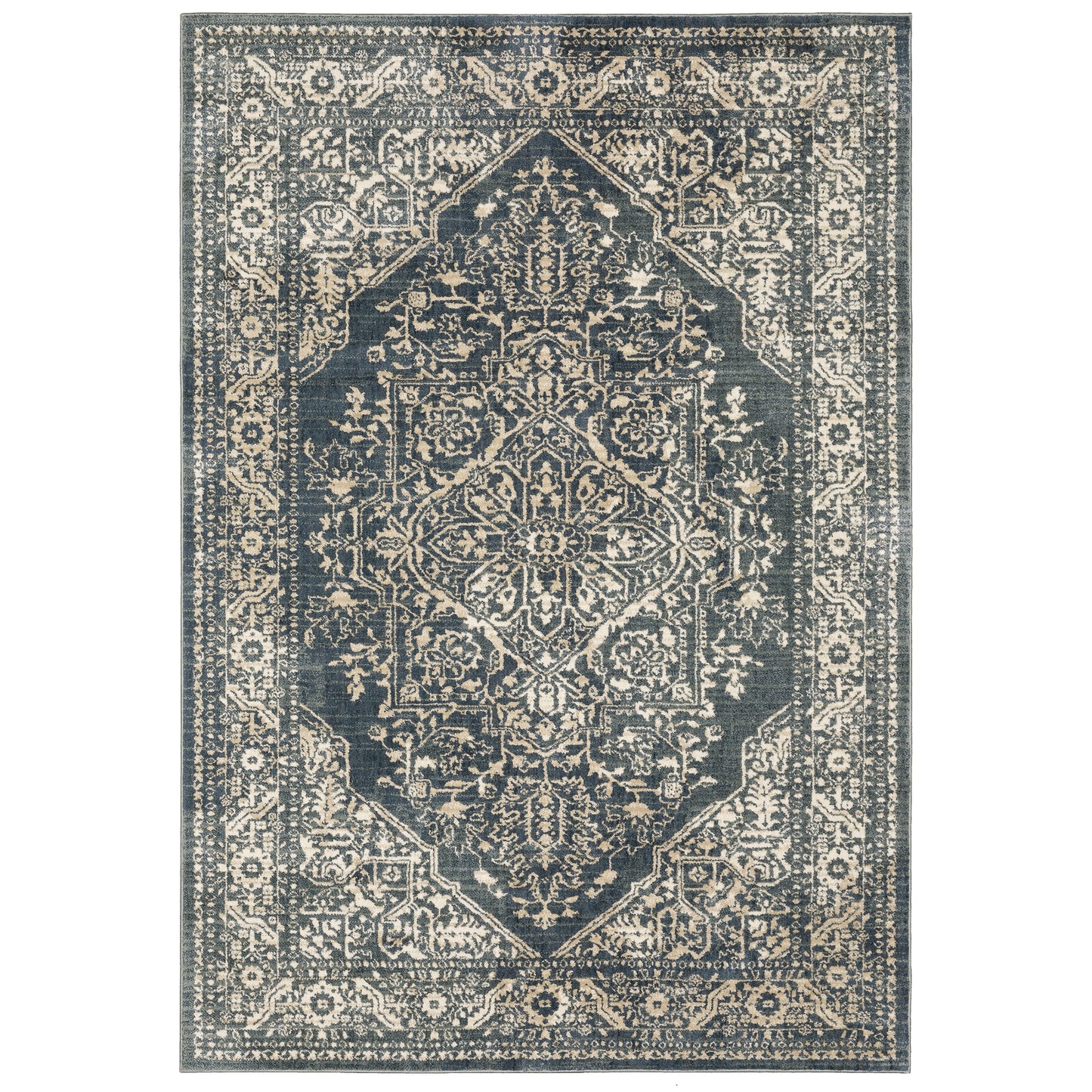 Fiona Blue Beige Traditional Oriental Indoor Rug