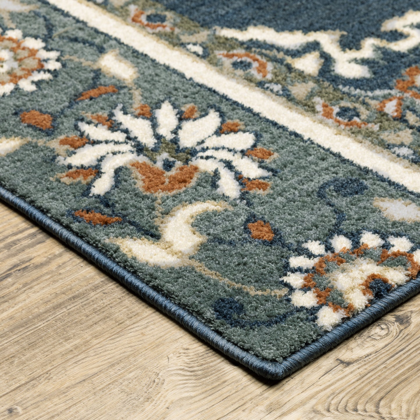 Fiona Blue Beige Traditional Oriental Indoor Rug