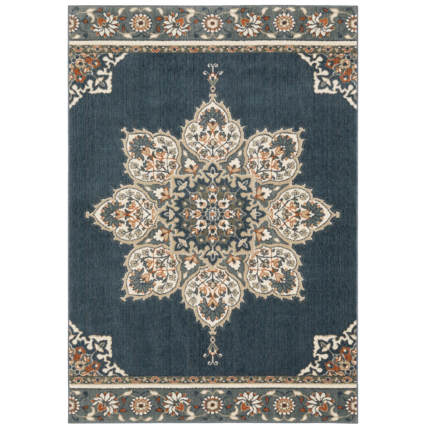 Fiona Blue Beige Traditional Oriental Indoor Rug