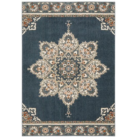 Fiona Blue Beige Traditional Oriental Indoor Rug