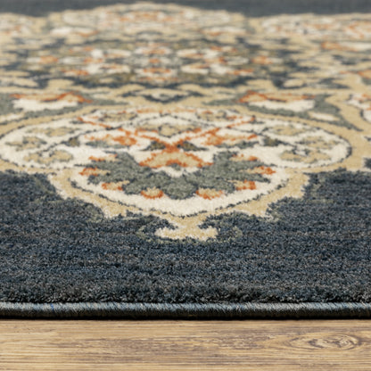 Fiona Blue Beige Traditional Oriental Indoor Rug