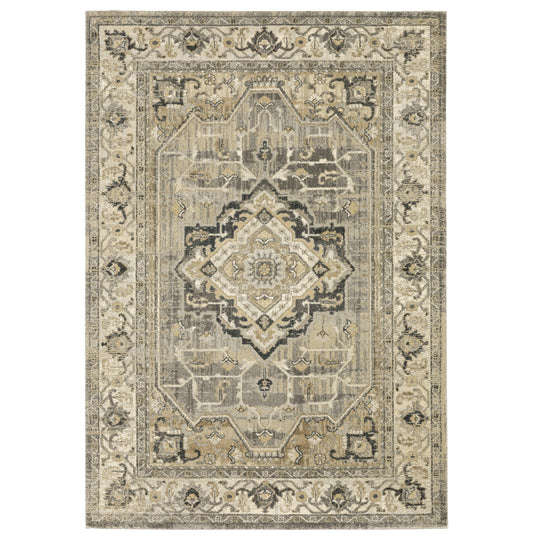 Florence Beige Grey Traditional Oriental Indoor Rug