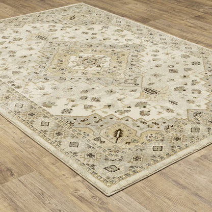 Florence Beige Grey Traditional Oriental Indoor Rug