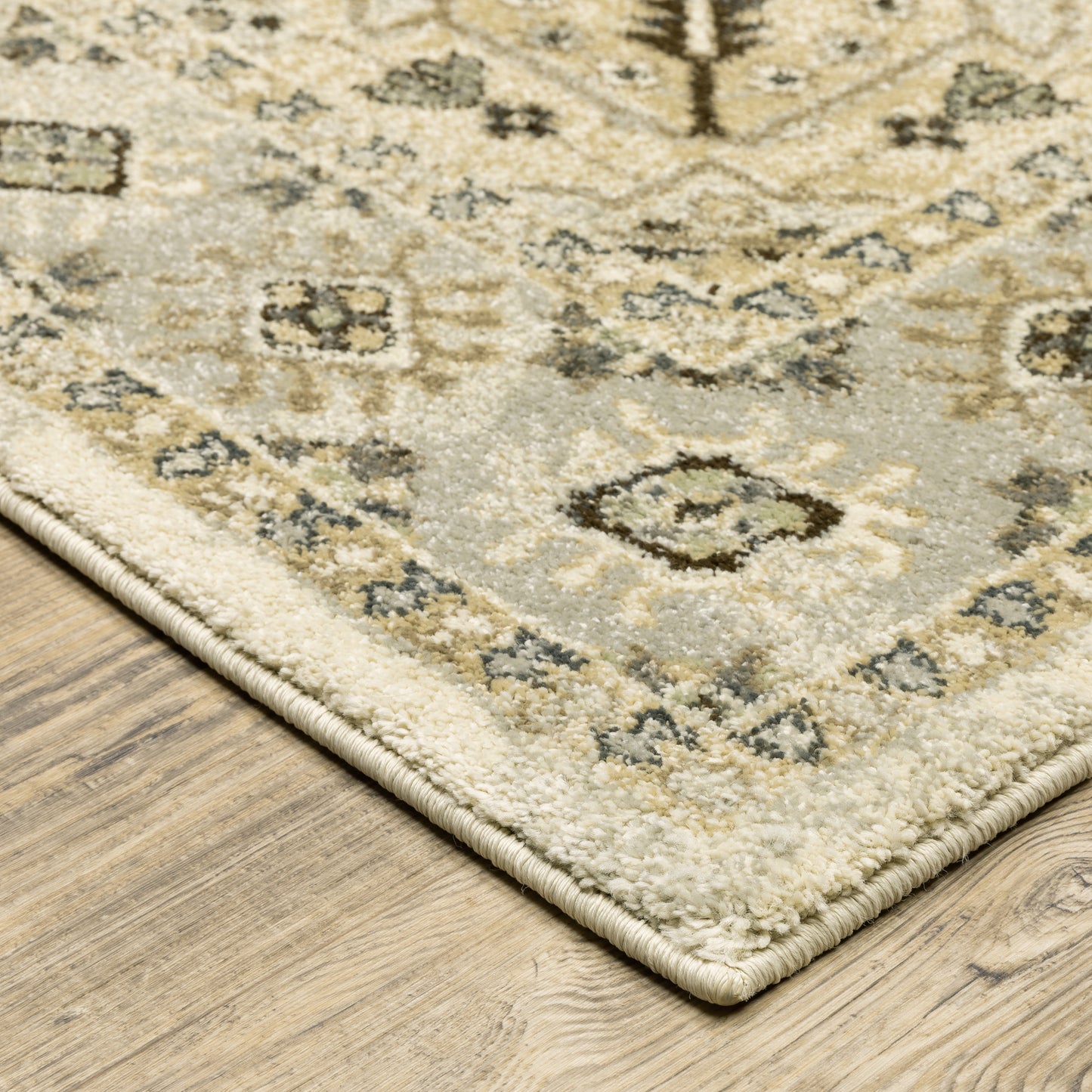 Florence Beige Grey Traditional Oriental Indoor Rug