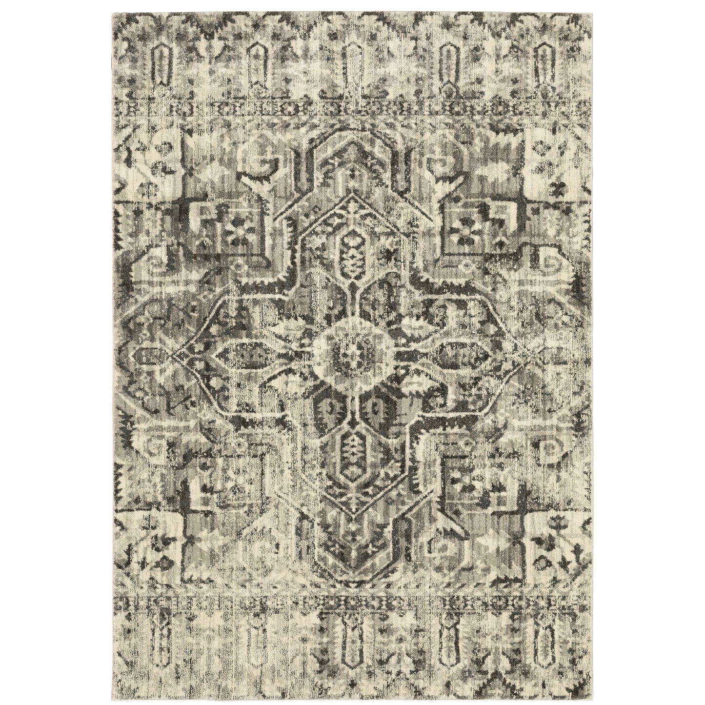 Florence Grey Ivory Vintage Oriental Indoor Rug