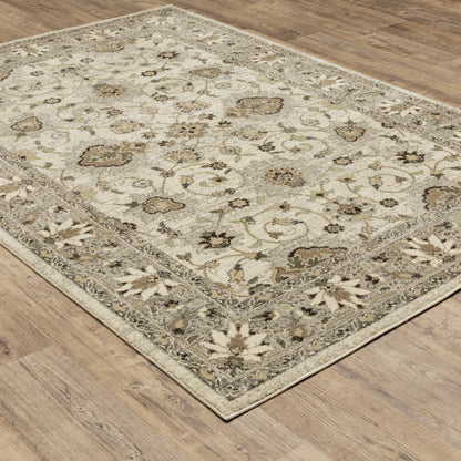 Florence Beige Grey Traditional Oriental Indoor Rug