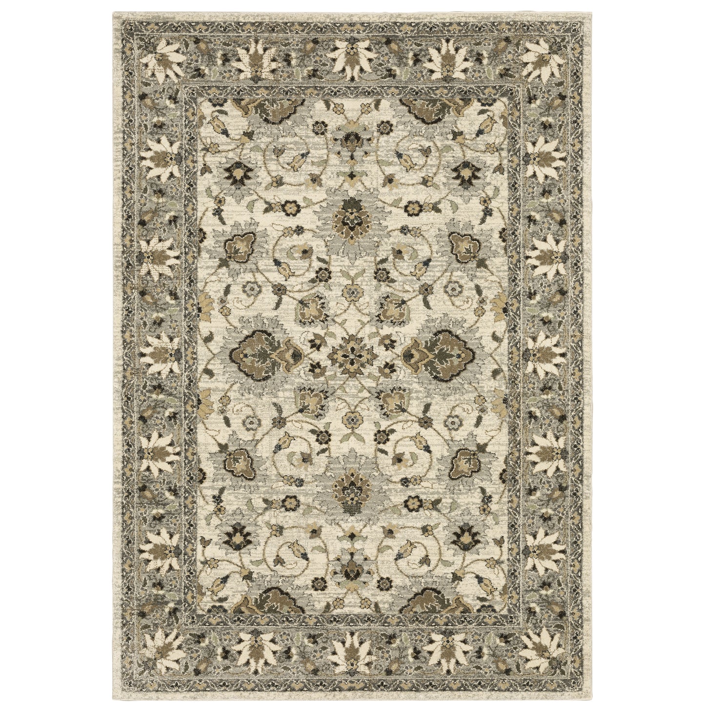 Florence Beige Grey Traditional Oriental Indoor Rug