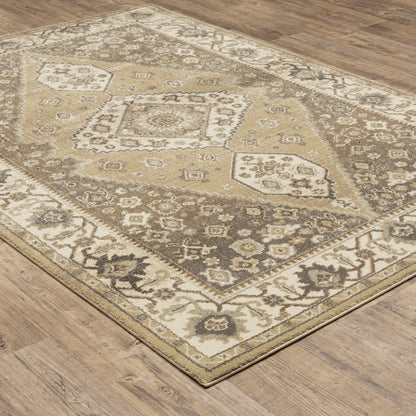 Florence Beige Grey Traditional Oriental Indoor Rug