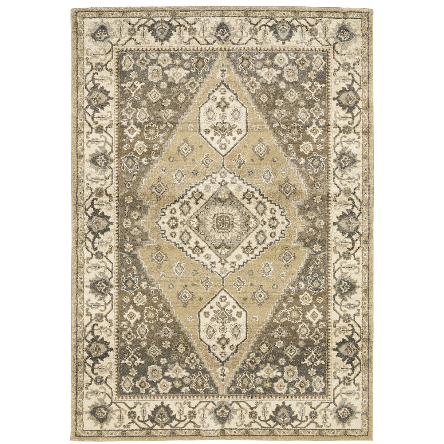 Florence Beige Grey Traditional Oriental Indoor Rug