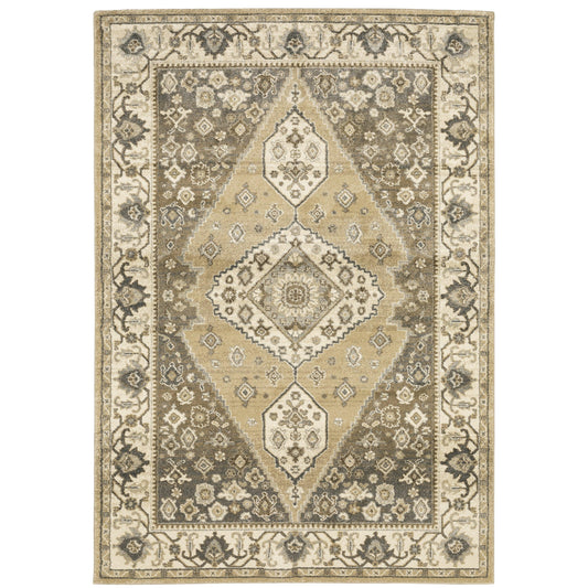 Florence Beige Grey Traditional Oriental Indoor Rug