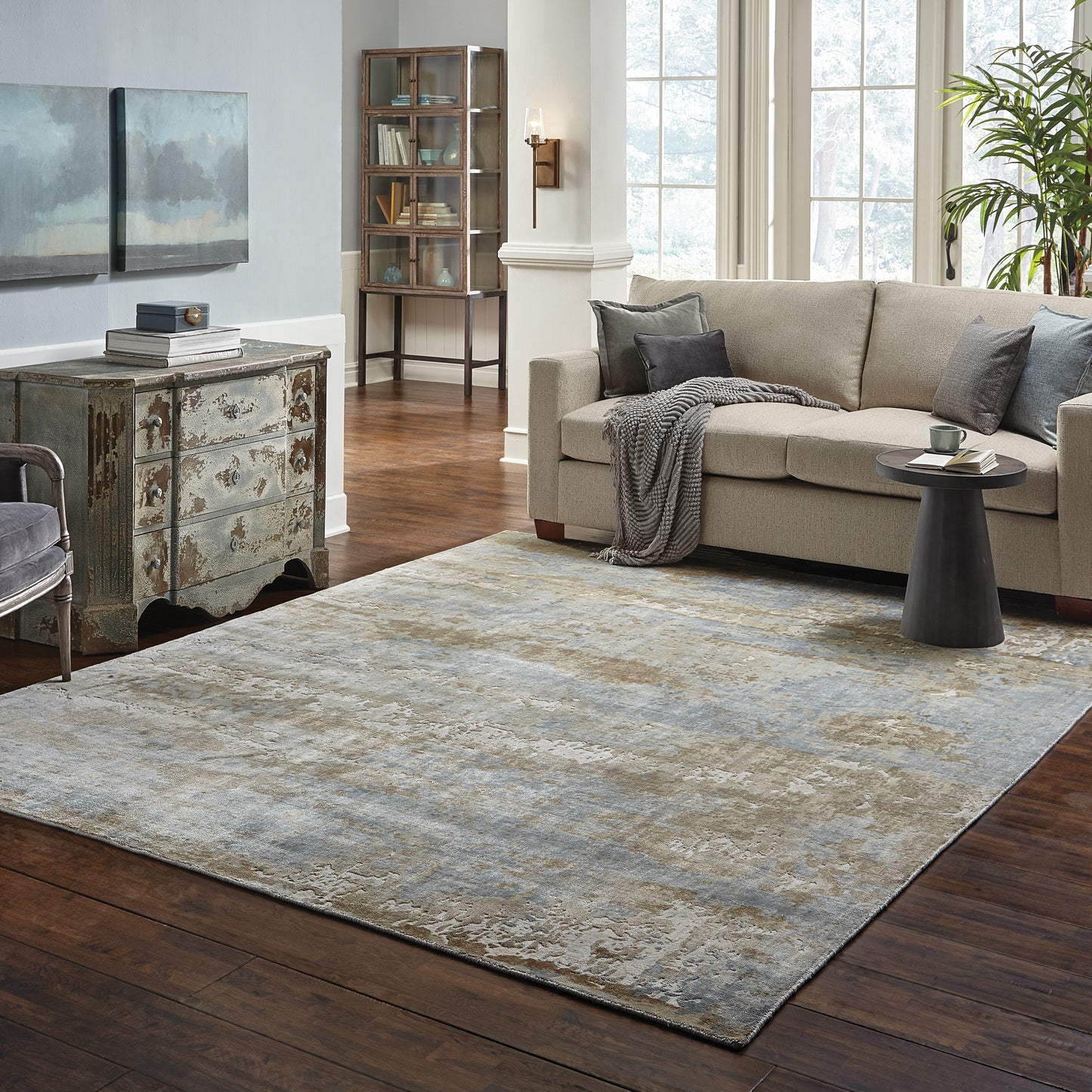 Formations Blue Brown Modern & Contemporary Abstract Indoor Rug