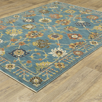 Francesca Blue Multi-colored Traditional Oriental Indoor Rug