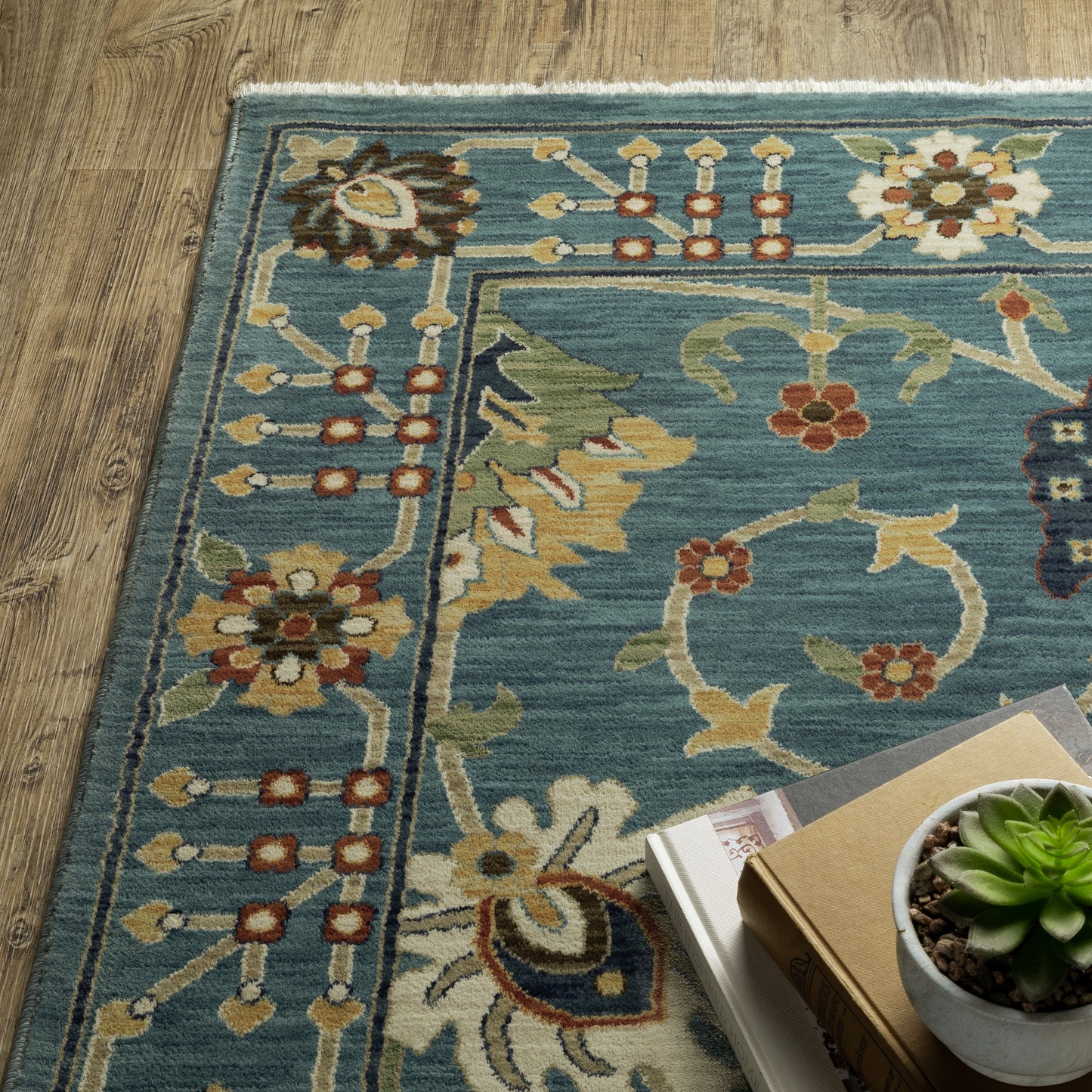 Francesca Blue Multi-colored Traditional Oriental Indoor Rug