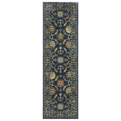 Francesca Blue Multi-colored Traditional Oriental Indoor Rug