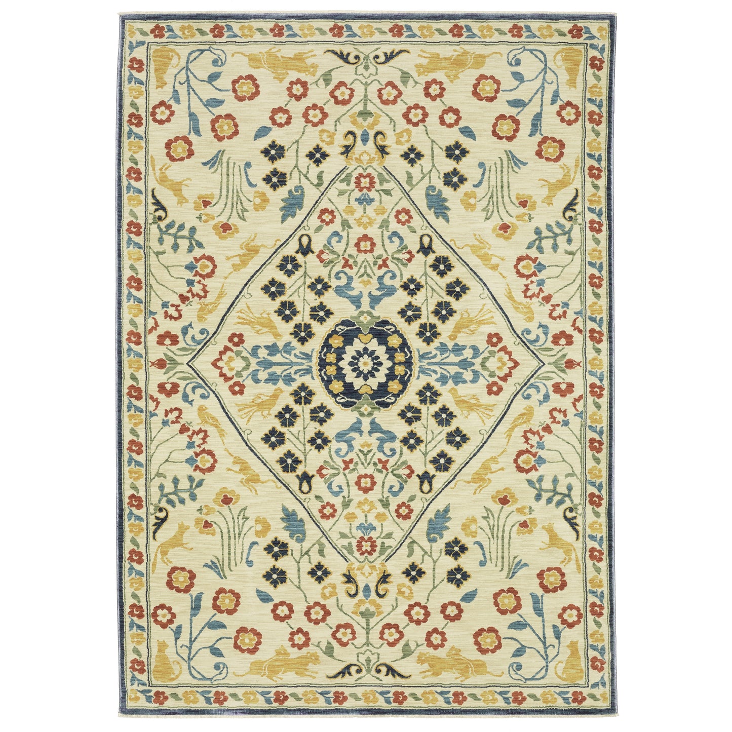 Francesca Ivory Blue Traditional Oriental Indoor Rug