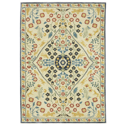 Francesca Ivory Blue Traditional Oriental Indoor Rug