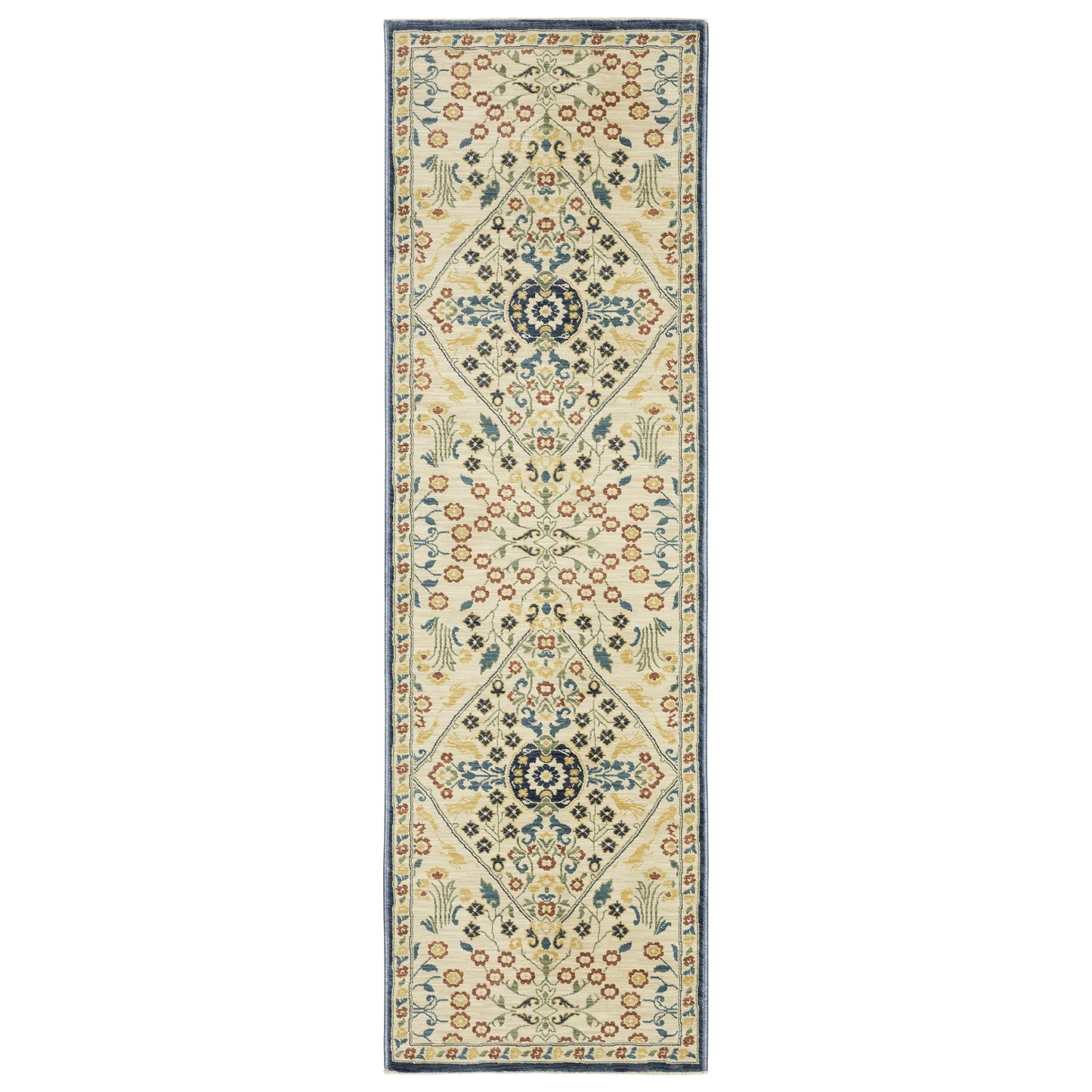 Francesca Ivory Blue Traditional Oriental Indoor Rug