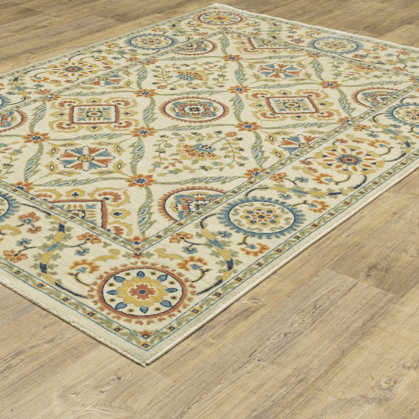 Francesca Ivory Blue Traditional Oriental Indoor Rug