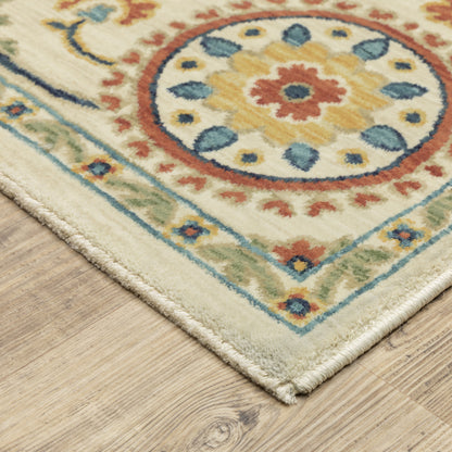 Francesca Ivory Blue Traditional Oriental Indoor Rug