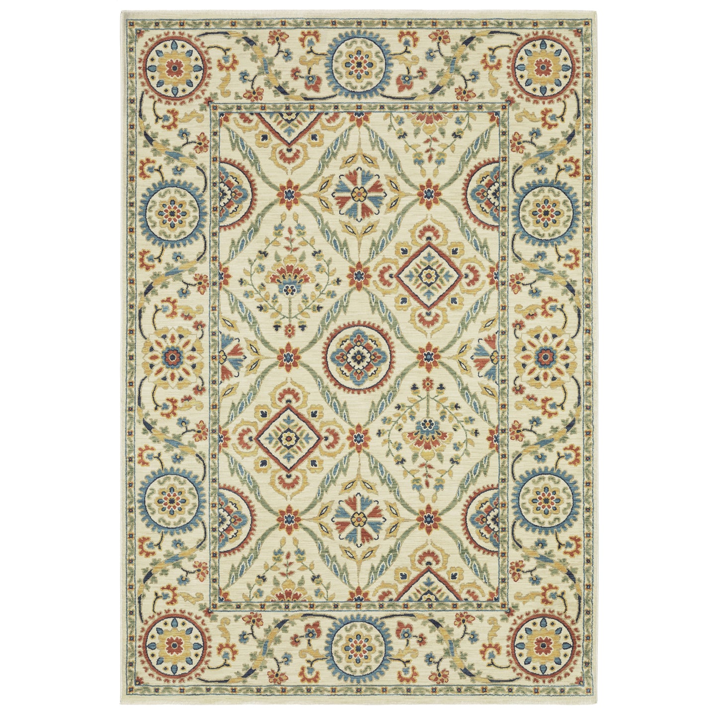 Francesca Ivory Blue Traditional Oriental Indoor Rug