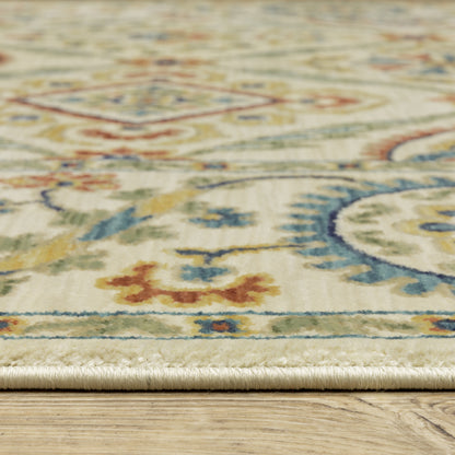 Francesca Ivory Blue Traditional Oriental Indoor Rug