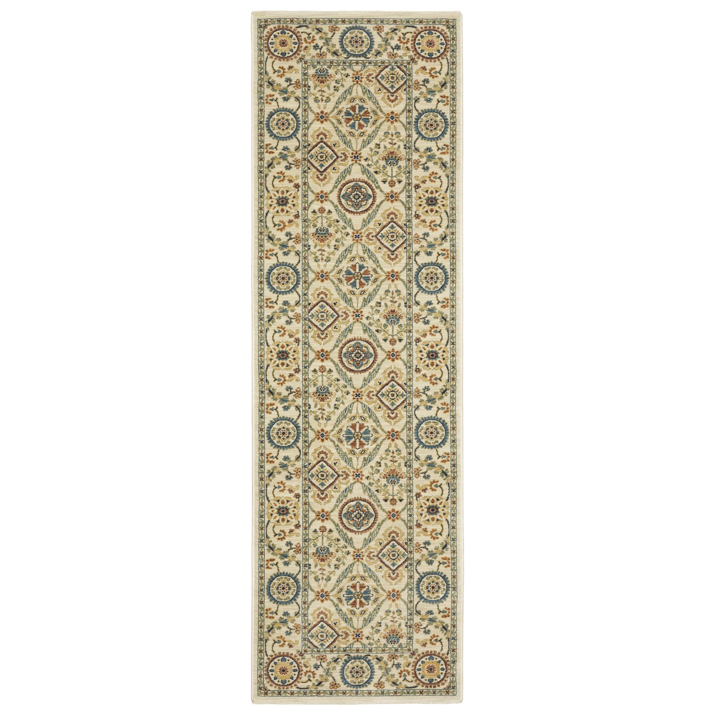 Francesca Ivory Blue Traditional Oriental Indoor Rug