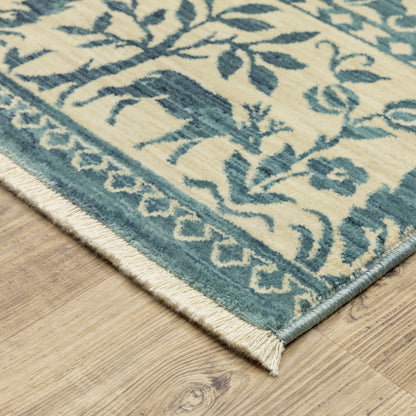 Francesca Ivory Blue Traditional Oriental Indoor Rug