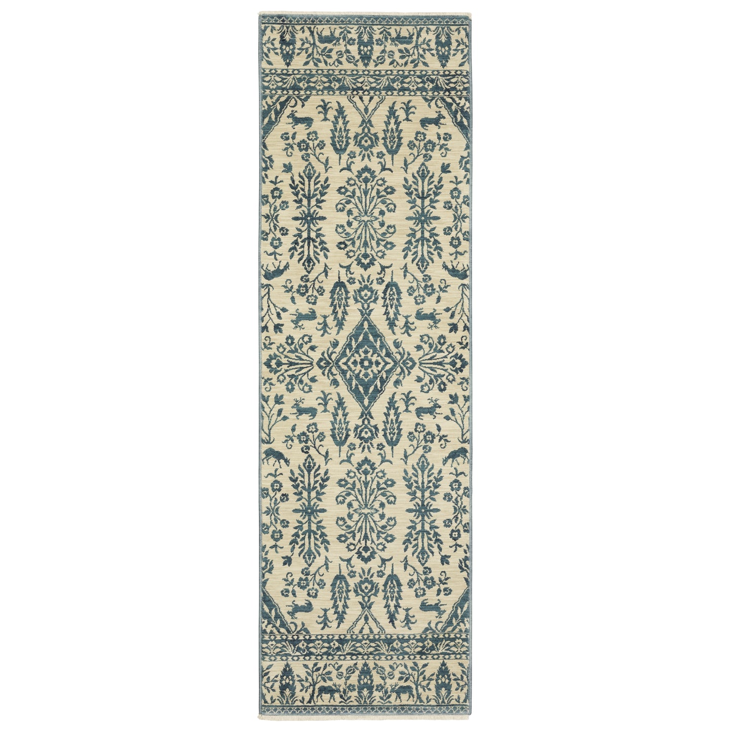 Francesca Ivory Blue Traditional Oriental Indoor Rug