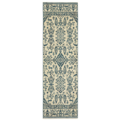 Francesca Ivory Blue Traditional Oriental Indoor Rug