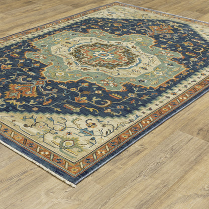 Francesca Blue Beige Traditional Oriental Indoor Rug