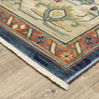 Francesca Blue Beige Traditional Oriental Indoor Rug