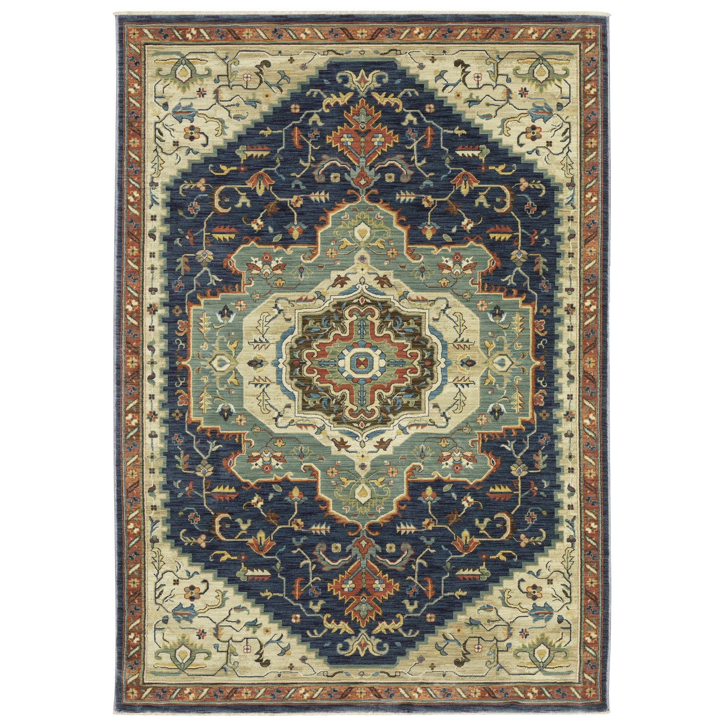 Francesca Blue Beige Traditional Oriental Indoor Rug