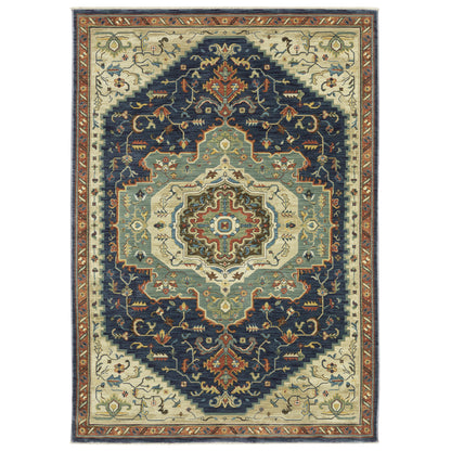 Francesca Blue Beige Traditional Oriental Indoor Rug