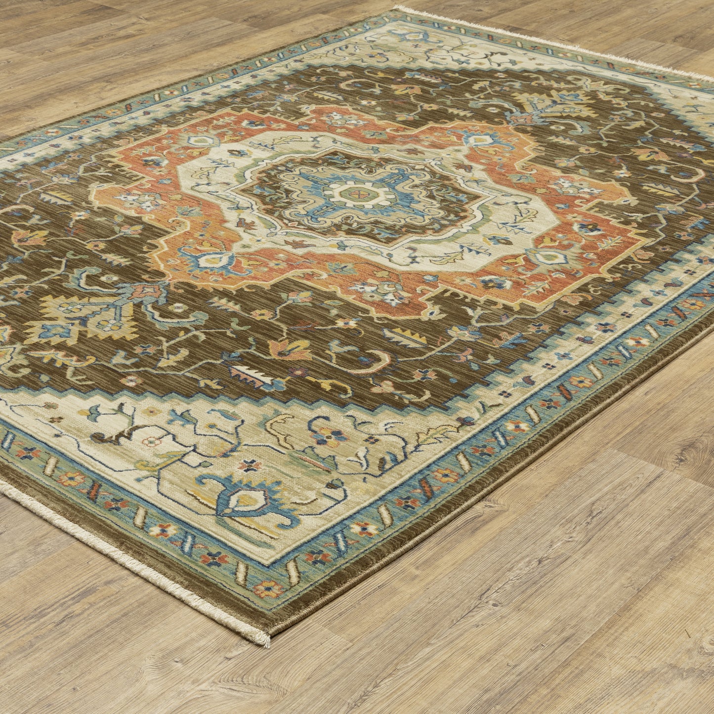 Francesca Brown Orange Traditional Oriental Indoor Rug