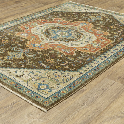 Francesca Brown Orange Traditional Oriental Indoor Rug