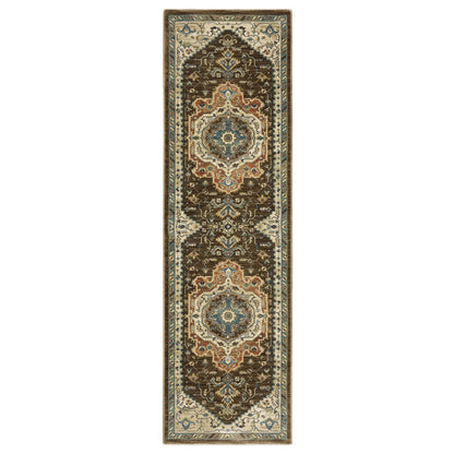 Francesca Brown Orange Traditional Oriental Indoor Rug