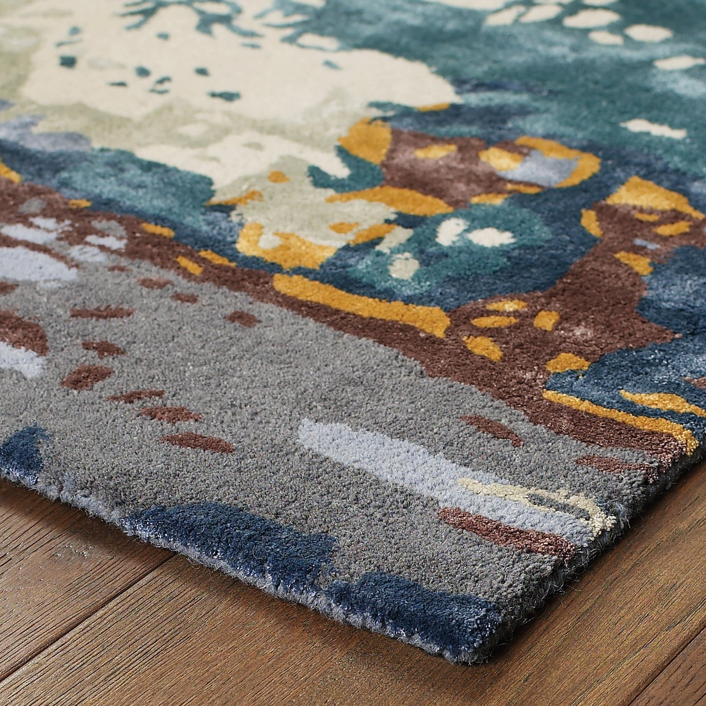 Galaxy Blue Grey Industrial Abstract Indoor Rug