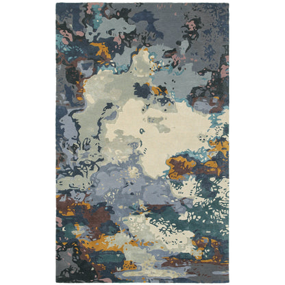 Galaxy Blue Grey Industrial Abstract Indoor Rug