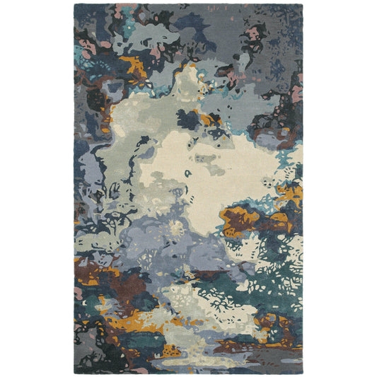 Galaxy Blue Grey Industrial Abstract Indoor Rug